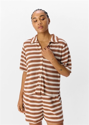 Lindsey ss bluse Rawhide Stripes/Cloud Dancer Object 